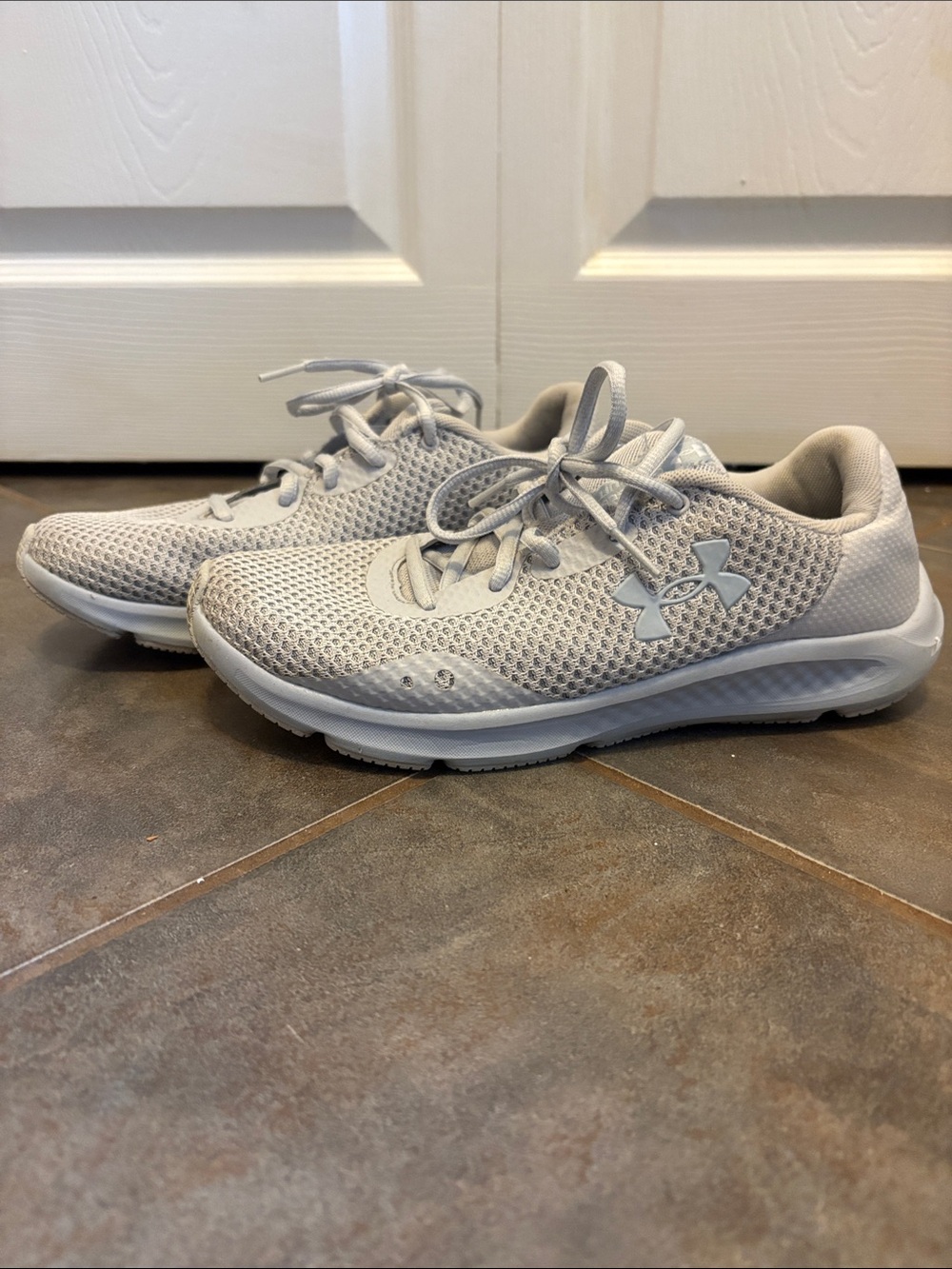 Under Armour Light Gray Mesh Athletic Sneakers